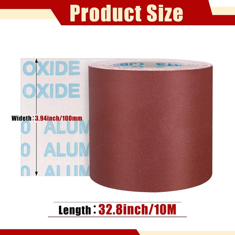 SIJDIEE 240 Grit Sandpaper Roll, 4 Inch x 32.8 Feet (10 metres x 100 mm) Cutting Length Aluminum Oxide Emery Cloth Sand Paper Roll, Wet Dry Longboard Sandpaper for Drum Sander, Metal Wood Furniture Polishing - Image 2